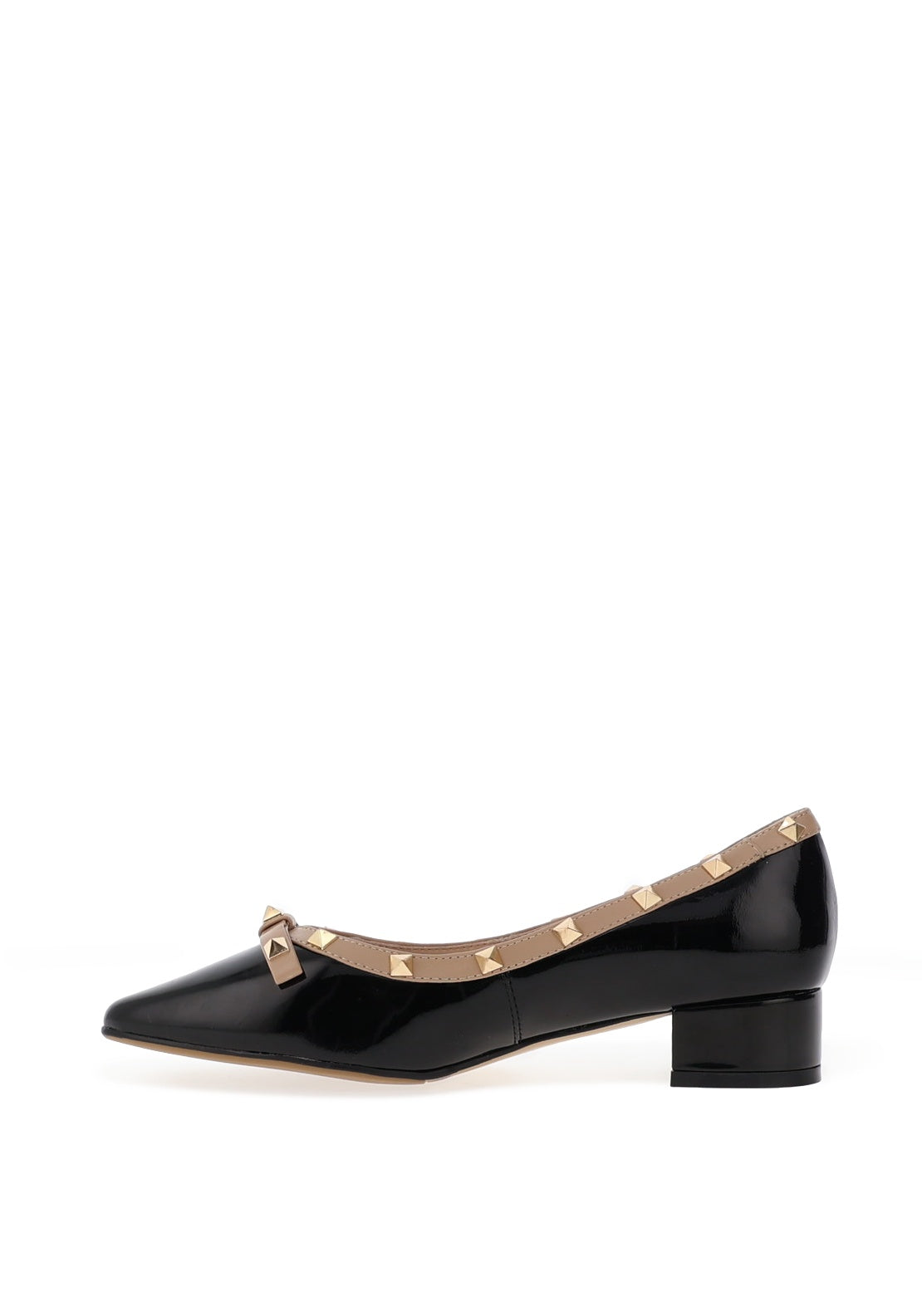 Loretta Vitale Patent Stud Detailed Pumps, Black