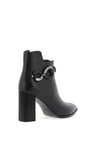Loretta Vitale Leather Diamante Charm Heeled Boots, Black