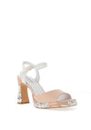 Loretta Vitale Leather Floral Heeled Sandals, Pink
