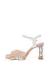 Loretta Vitale Leather Floral Heeled Sandals, Pink
