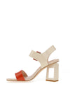 Loretta Vitale Patent Leather Geo Heeled Sandals, Orange