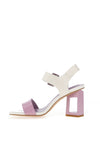 Loretta Vitale Patent Leather Geo Heeled Sandals, Purple