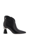 Loretta Vitale Leather Geometric Heeled Boots, Black