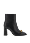 Loretta Vitale Leather Chain Block Heeled Boots, Black