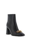Loretta Vitale Leather Chain Block Heeled Boots, Black