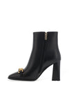 Loretta Vitale Leather Chain Block Heeled Boots, Black