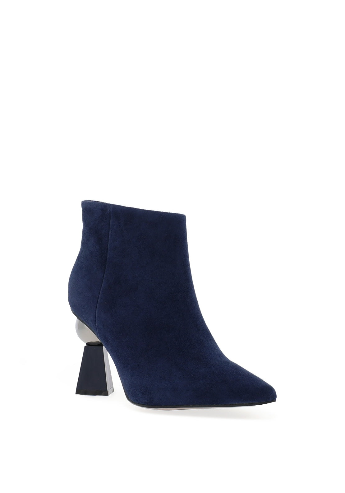 Loretta Vitale Suede Geometric Heeled Boots, Navy Blue