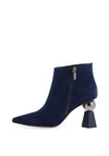 Loretta Vitale Suede Geometric Heeled Boots, Navy Blue