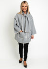 Serafina Collection One Size Contrast Stitching Scarf & Jacket Set, Grey