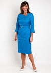 Luis Civit Diagonal Cut Neck Jacquard Midi Dress, Blue