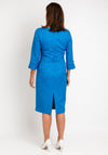 Luis Civit Diagonal Cut Neck Jacquard Midi Dress, Blue