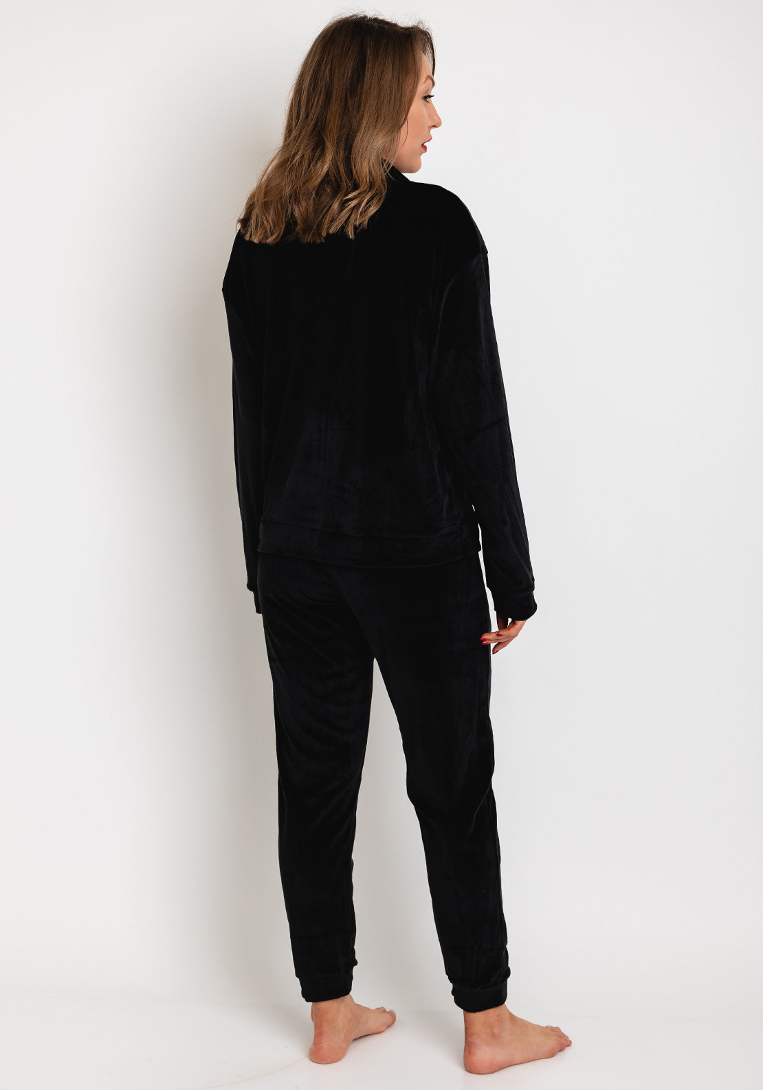 Serafina Collection Zip Up Cosy Fleece Pyjama Set, Black