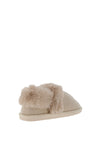 Lunar Slip On Memory Foam Fur Slippers, Beige