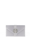 Lunar Brooch Satin Clutch Bag, Silver