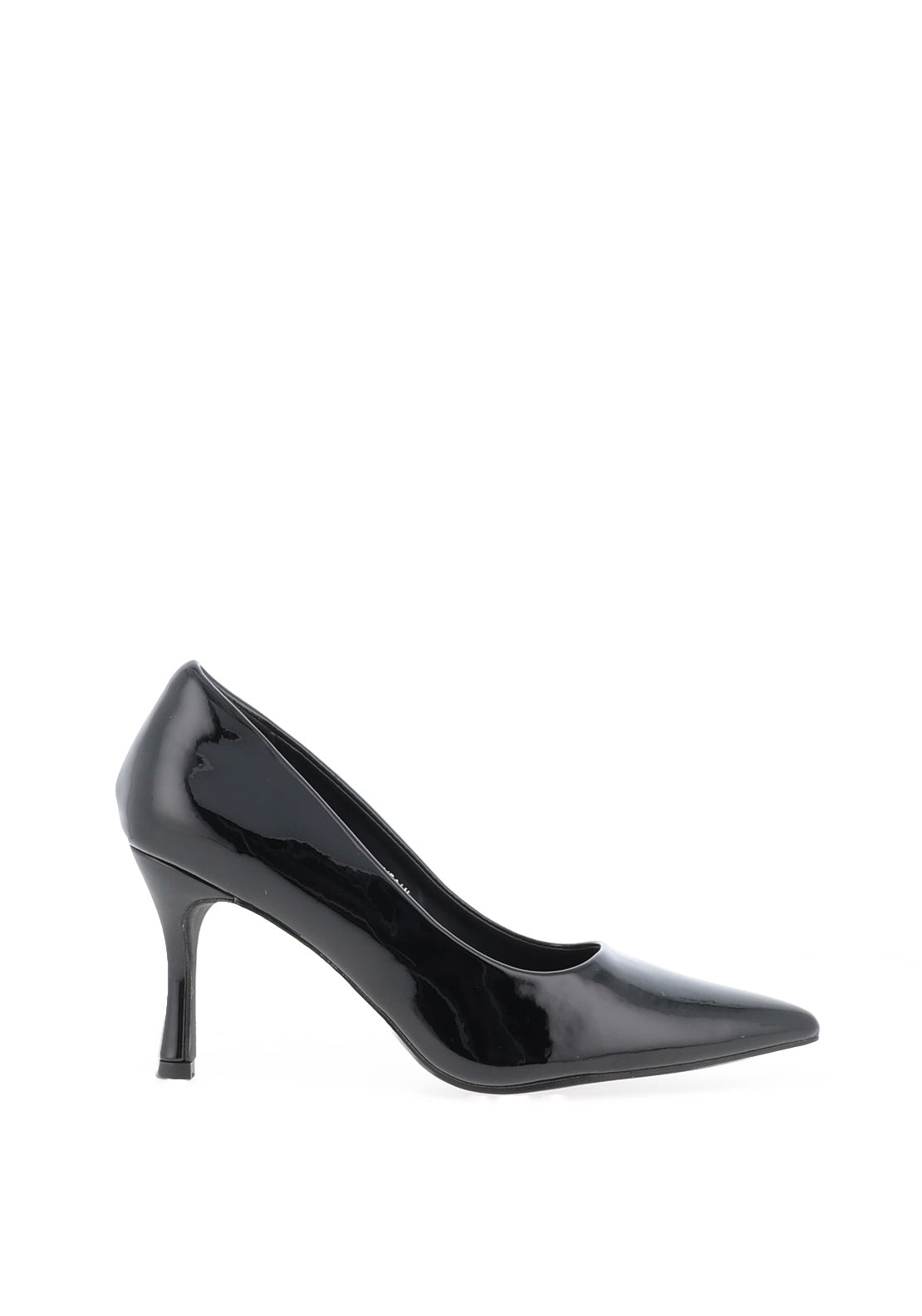 Lunar Megan Faux Patent Court Heeled Shoes, Black