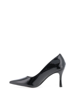 Lunar Megan Faux Patent Court Heeled Shoes, Black