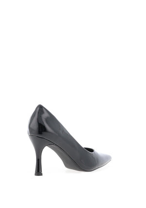 Lunar Megan Faux Patent Court Heeled Shoes, Black