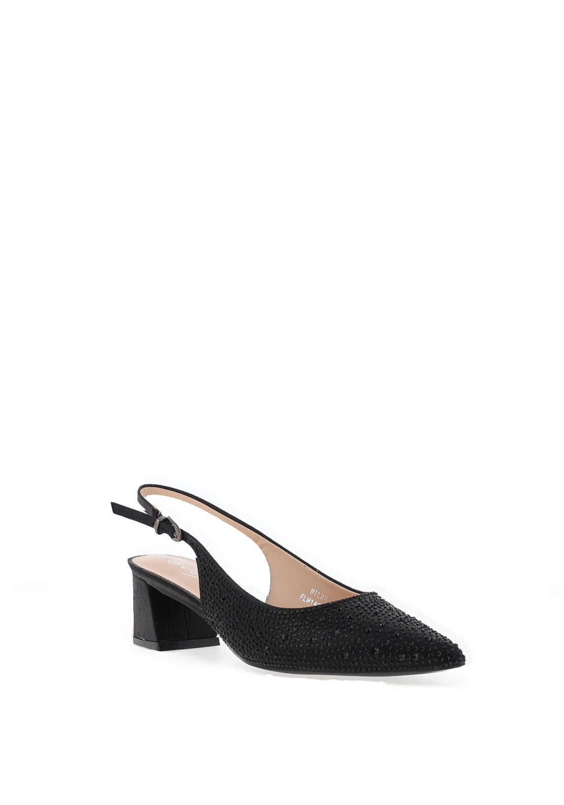 Lunar Milan Sling Back Diamante Encrusted Pumps, Black