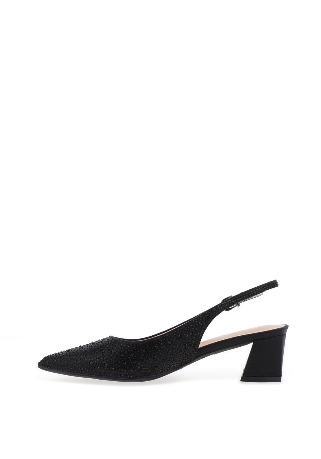 Lunar Milan Sling Back Diamante Encrusted Pumps, Black