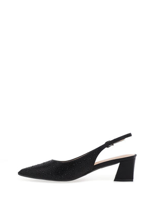 Lunar Milan Sling Back Diamante Encrusted Pumps, Black