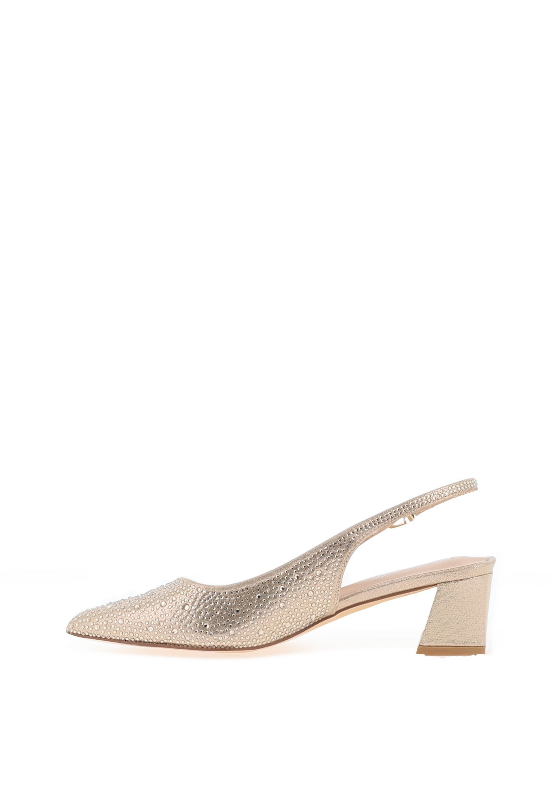 Lunar Milan Sling Back Diamante Encrusted Pumps, Gold