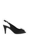 Lunar Venice Satin Brooch Heeled Shoes, Black