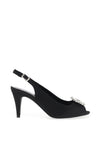 Lunar Elegance Venice Satin Brooch Heeled Shoes, Black
