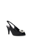 Lunar Venice Satin Brooch Heeled Shoes, Black