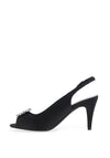 Lunar Venice Satin Brooch Heeled Shoes, Black