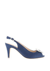 Lunar Venice Satin Brooch Heeled Shoes, Navy
