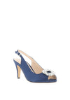 Lunar Venice Satin Brooch Heeled Shoes, Navy