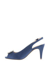 Lunar Venice Satin Brooch Heeled Shoes, Navy