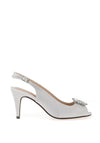 Lunar Venice Satin Brooch Heeled Shoes, Silver