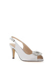 Lunar Venice Satin Brooch Heeled Shoes, Silver