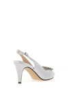 Lunar Venice Satin Brooch Heeled Shoes, Silver