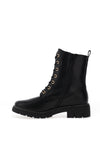 Lunar Studded Quilted Military Boots, Black