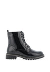 Lunar Nala Patent Lace Up Boots, Black