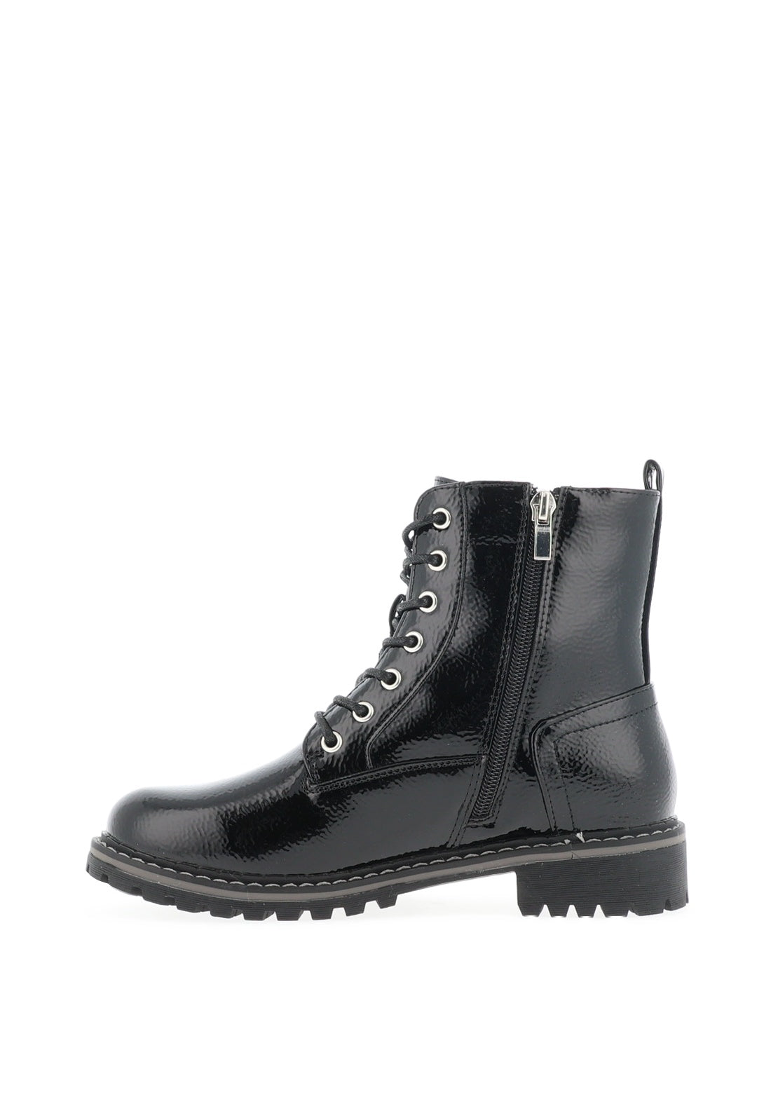 Lunar Nala Patent Lace Up Boots, Black