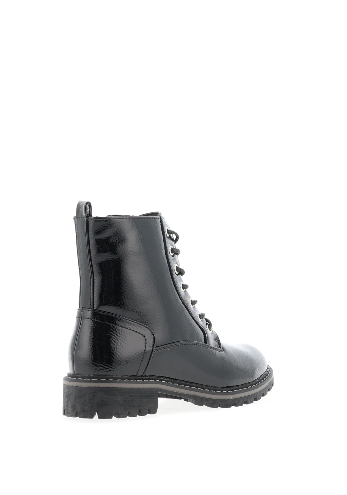 Lunar Nala Patent Lace Up Boots, Black