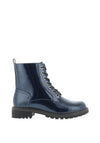 Lunar Nala Patent Lace Up Boots, Navy