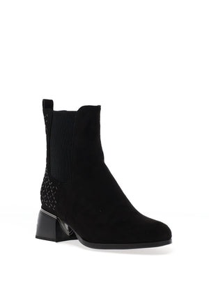 Lunar Embellished Heeled Ankle Boots, Black