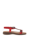 Lunar Ravello T-Bar Diamante Sandals, Red
