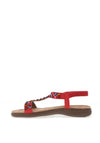 Lunar Ravello T-Bar Diamante Sandals, Red