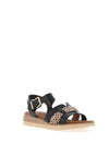 Lunar Carla Low Wedge Printed Sandals, Black