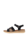Lunar Carla Low Wedge Printed Sandals, Black