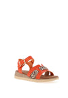 Lunar Carla Low Wedge Printed Sandals, Orange