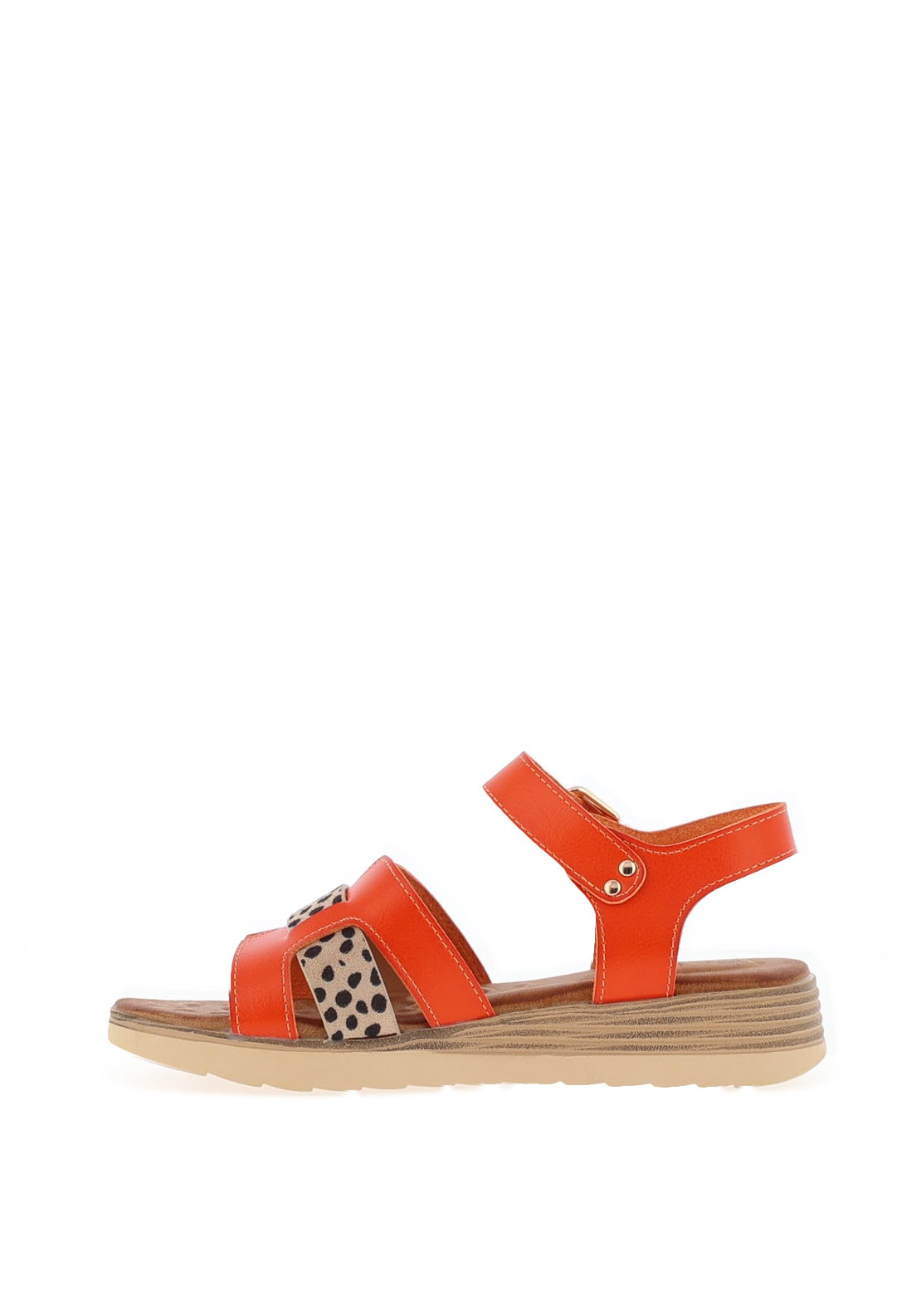 Lunar Carla Low Wedge Printed Sandals, Orange