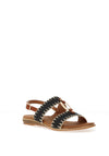 Lunar Jules Woven T Bar Sandals, Black