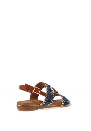 Lunar Jules Woven T Bar Sandals, Navy