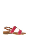 Lunar Jules Woven T Bar Sandals, Pink